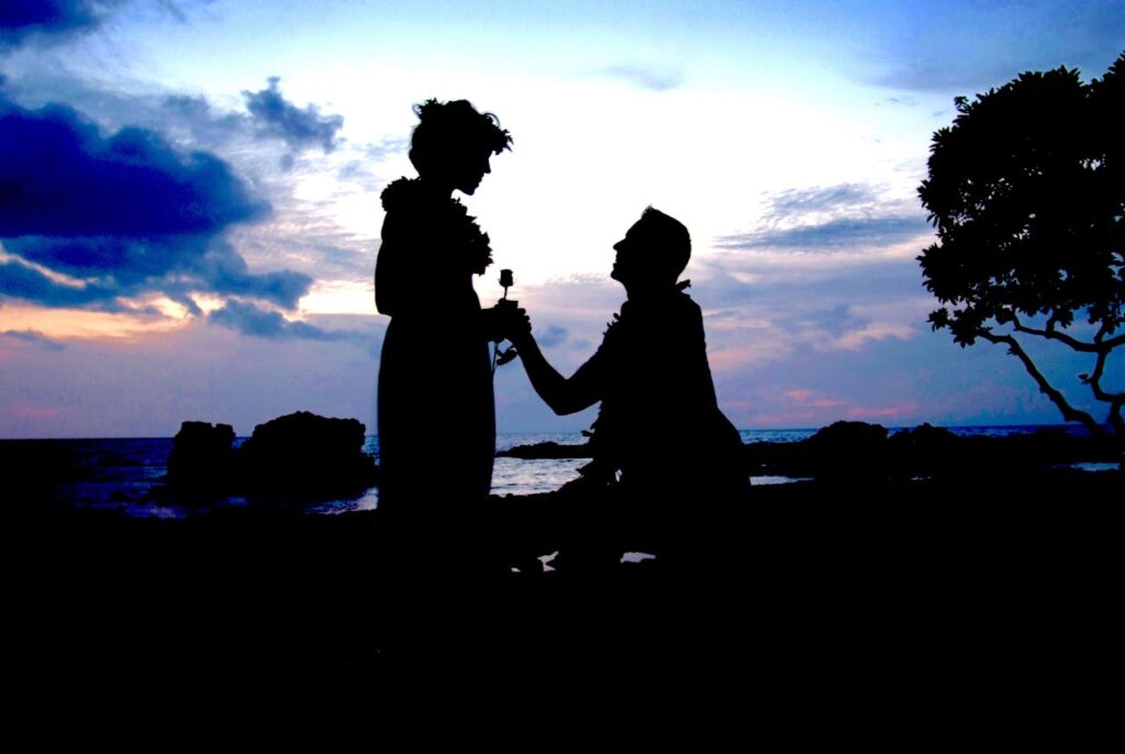 Silhouette Photo of Man Kneeling in Front of Woman Giving Flower https://galabuzispells.com/love-spells/